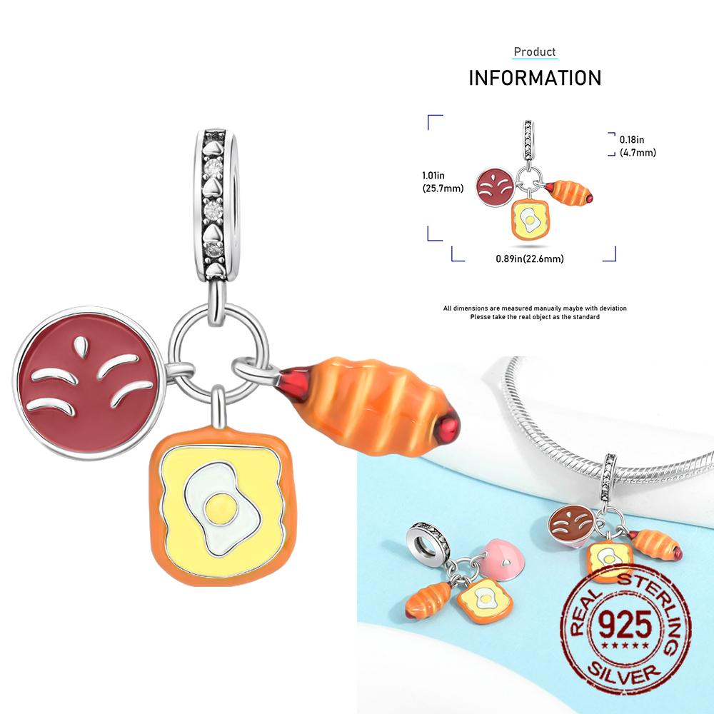 Cute And Interesting Copper Delicious Food Dessert Burger Pizza Charm Pendant Fit Bracelet Party Gifts