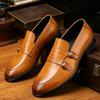 Business Men's Leather Shoes Retro Double Buckle Monk Shoes Men's British One-pedal Men's Shoes