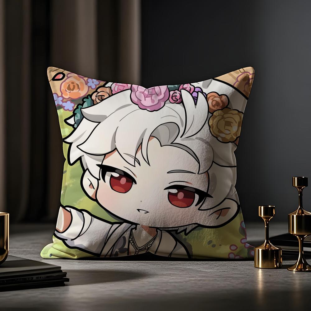Love and Deepspace Sylus chibi Cushion Cover Case Antidustmite Pillowcase Invisible zipper silky short plush Sofa cushion cover