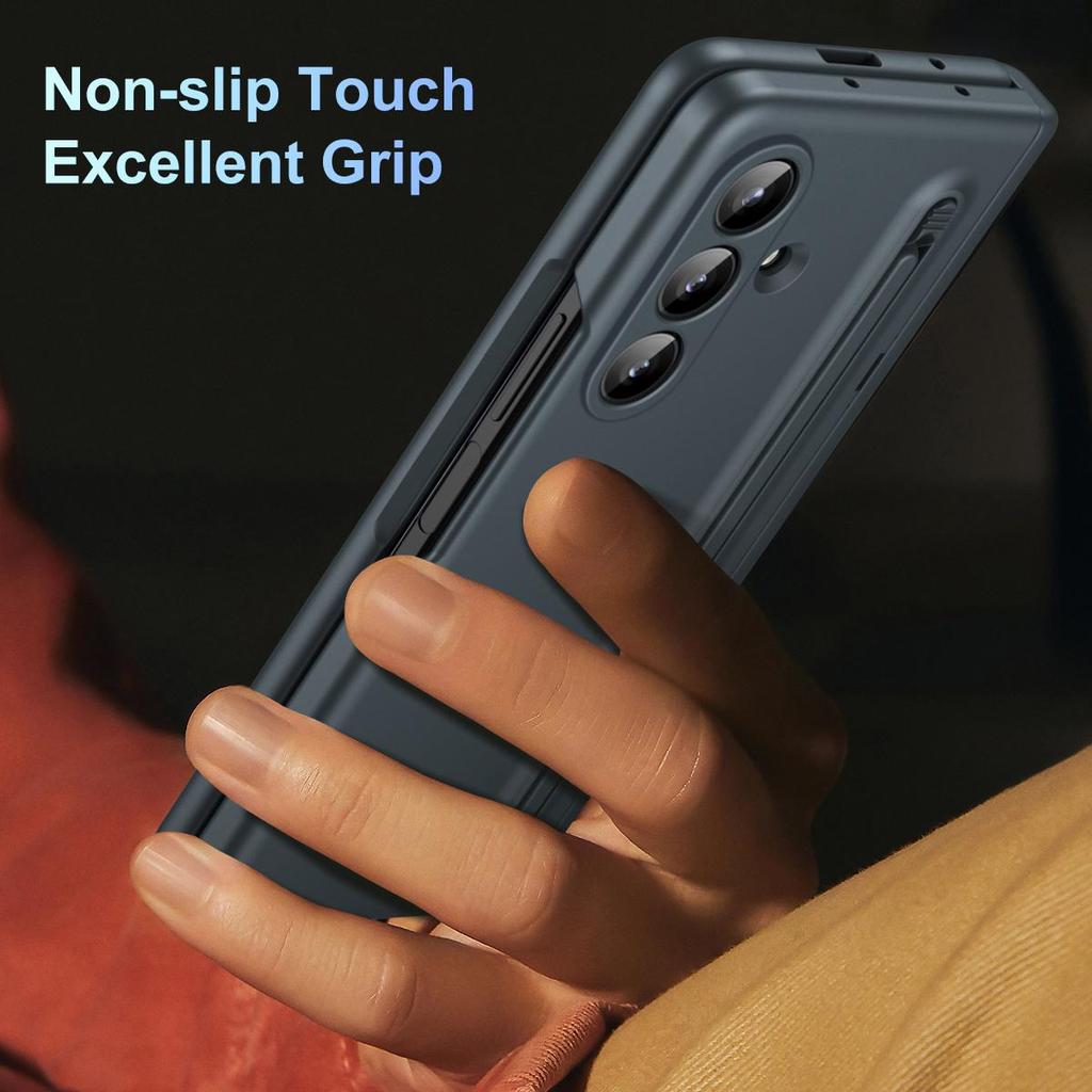 Phone Case For Samsung Galaxy Z Fold 7 Hinged Protection ,Shockproof PC + Tempered Glass Film Holder Back Cover With Pen slot and Stylus New