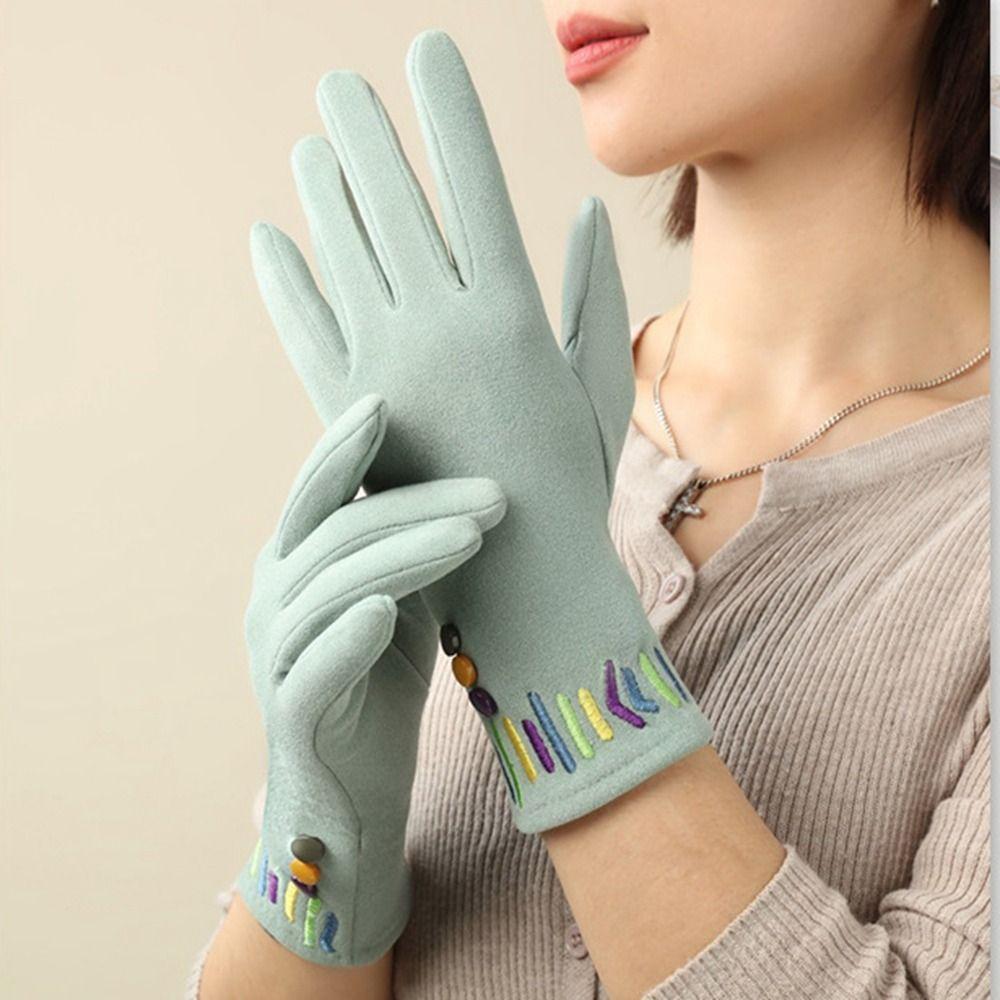 Thickened Women Suede Velvet  Gloves Solid Color Winter Mittens Fashion  Gloves  Skiing