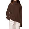 Women's Fashion Loose High Neck Long Sleeve Knit Personality Solid Color Casual Sweater