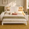 Lit Coffre 90x200 cm Blanc – Lit de Jour avec Lit Gigogne, Lit en Bois avec Double Porte & Ports USB/USB-C – Lit Double Gain de Place (sans matelas)