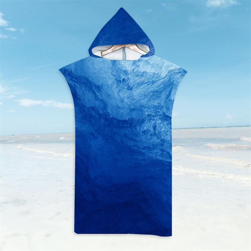Seaside View Bathrobe Beach Towels Quick-Drying Bath Towels Microfiber Hooded Cloak Swim Surf Adult Poncho Enjoy Summer Holiday