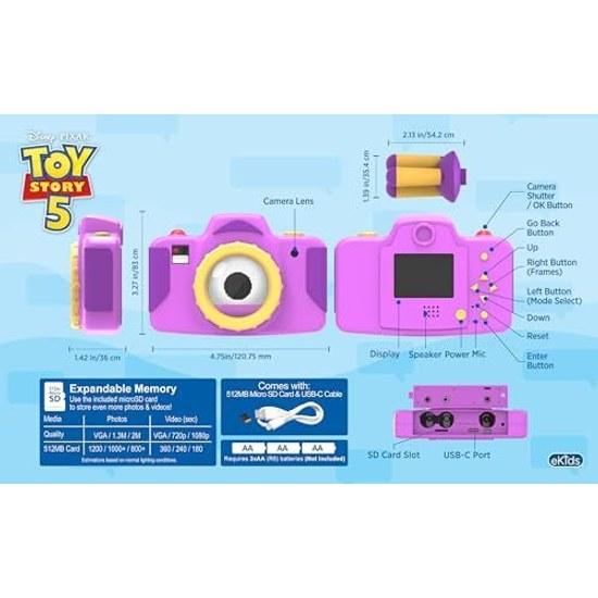 Toy Story 5 Kids Camera SD Card Tripod Video Recording Built-in Digital Stickers Children