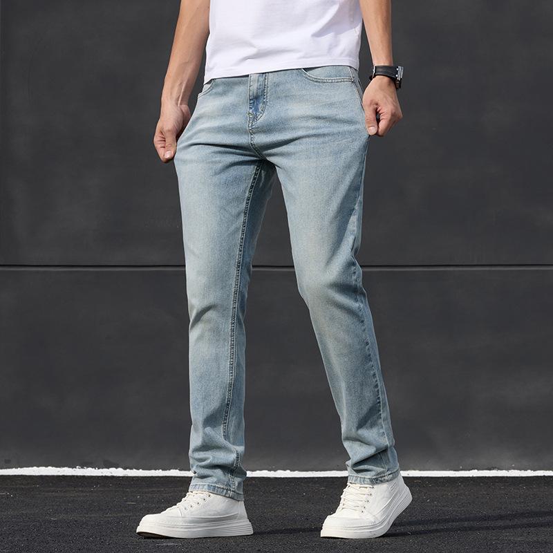 JYL Brand-new cotton straight elastic jeans men's fashion everyday use.