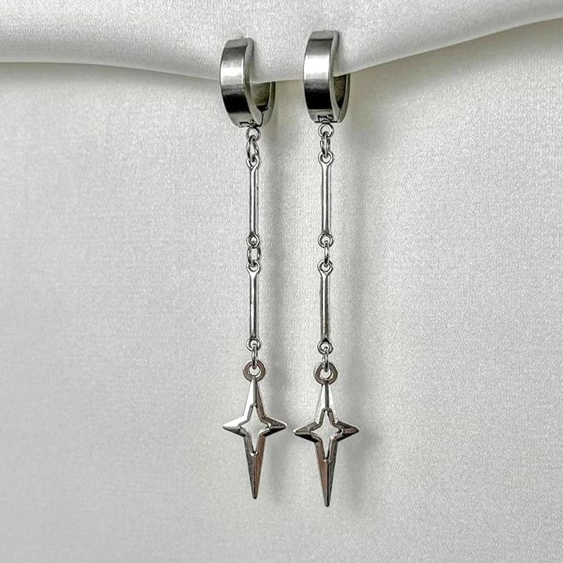 

Gothic Cross Star Drop Earrings Punk Charms Stitching Rivet Korean Fashion Jewelry for Women