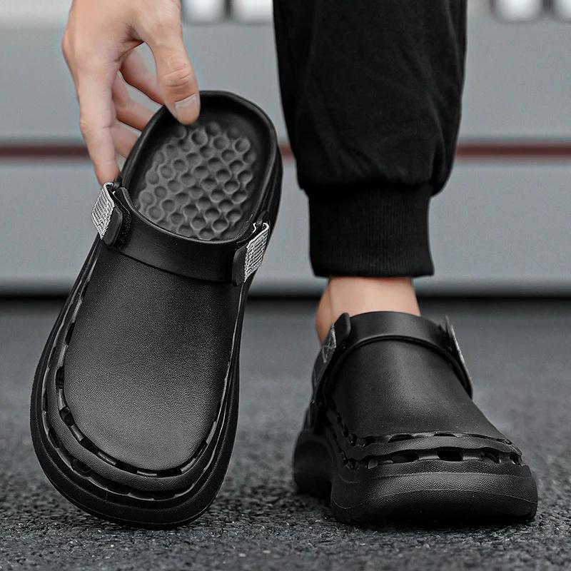 Quick-Dry Eva Solid Color Mens Sandals Fashion Trendy Lightweight Outdoor Travel Essentials Beach Shoes Casual Men’S Slippers