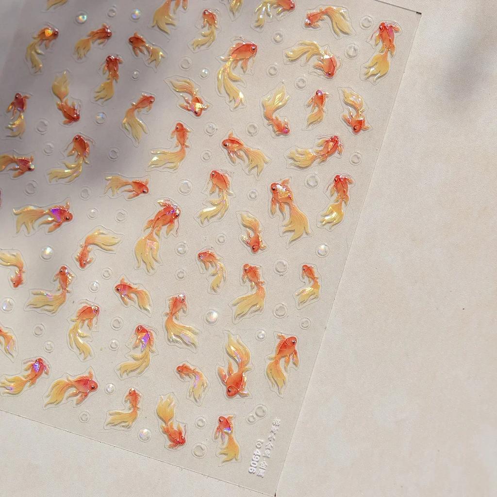Magical Blow Bubbles Goldfish Bunny Rabbit Cat Kitten Shape Shiny Dreamy Bubbles 5D Nail Art Decorations Sticker Manicure Decal