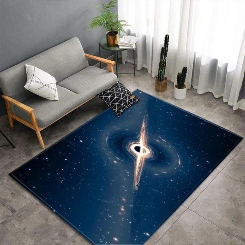 Cartoon Cute Space Pattern Carpet Universe Planet Print Floor Mat for Living Room Non-slip Bedroom Entrance Area Rug Home Decor