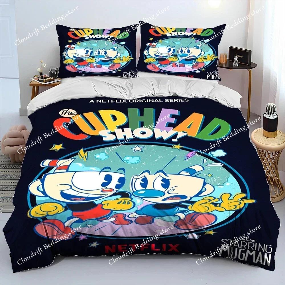 3D Print Game Cuphead Mugman Bedding Set Duvet Cover Bed Set Quilt Cover Pillowcase Comforter king Queen Size Boys Adult
