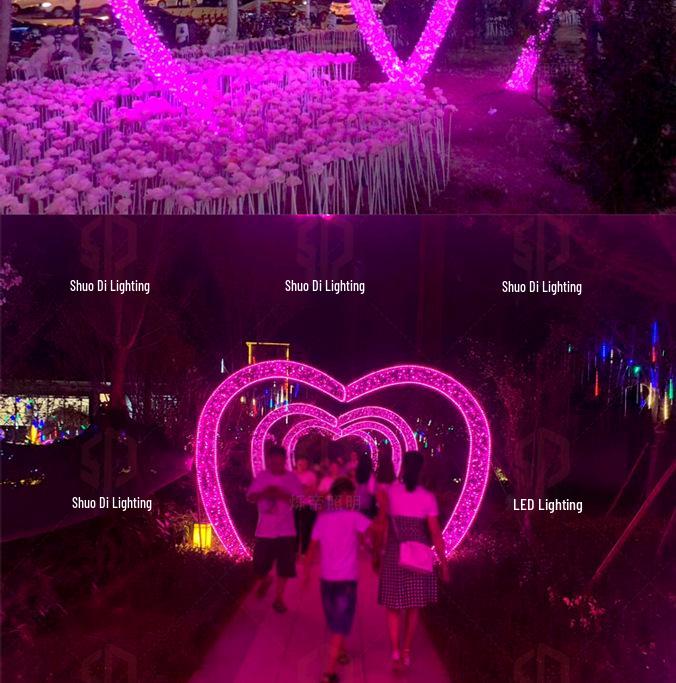 LED Heart Arch Tunnel Corridor Lighting for Cultural Tourism and Decorations