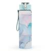 1PC Lilac Blue Ink Marble Pattern 750ml Color Plastic Sports Water Bottle Leakproof Flip Straw Lid Suitable for Sports Office Home Use