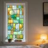 Stained Glass Window Privacy Film Colorful Decorative Window Sticker Sun Blocking Removable Static Cling for Bathroom Bedroom Living Room