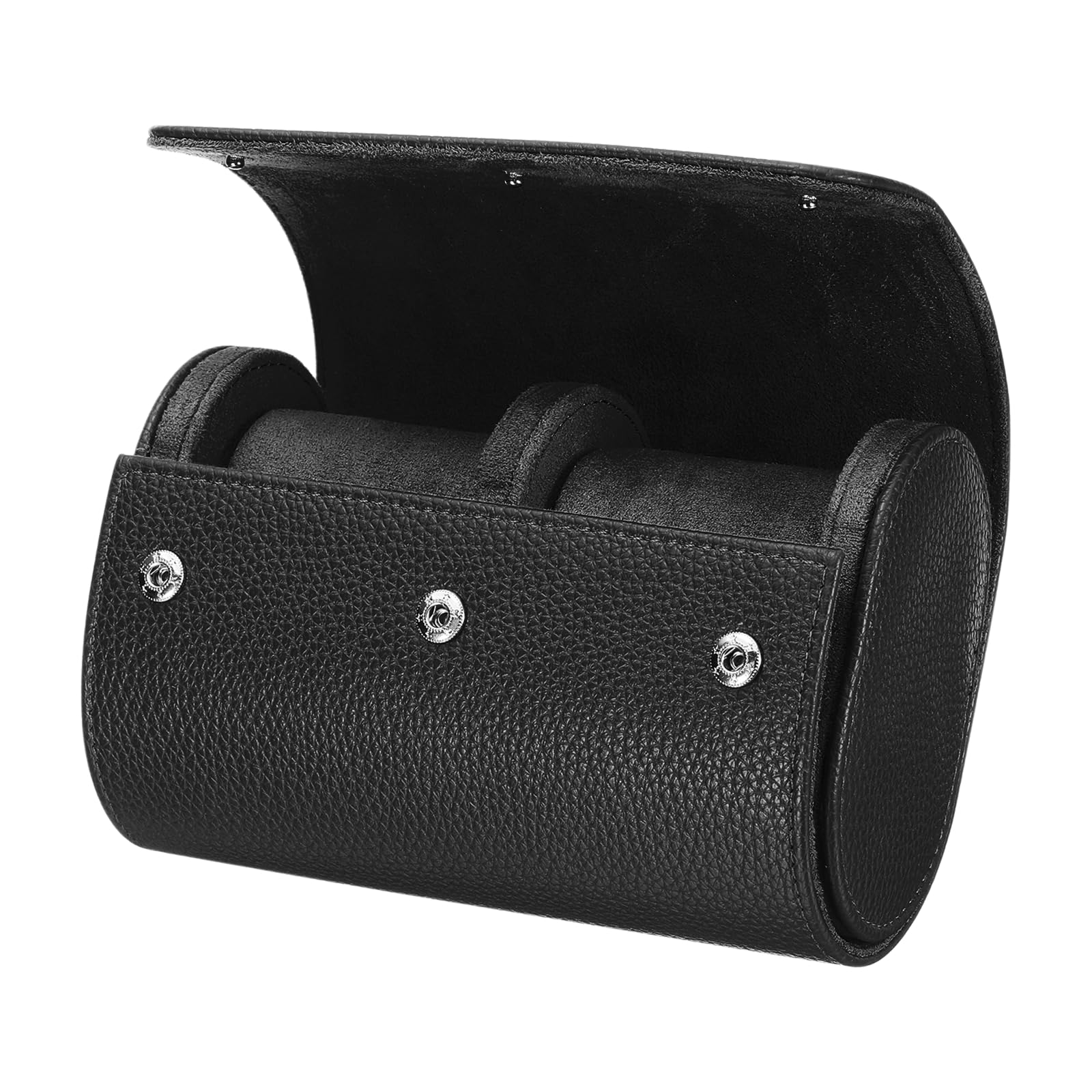 uxcell Watch Roll Travel Case, 2-Slot Portable Leather Watch Case, Unisex Watch Storage Organizer with Removable Pillow, for Travel & Display,