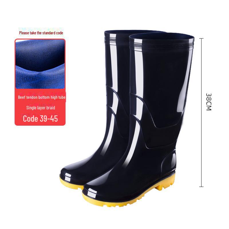 Men's Waterproof High-Top PVC Rain Boots - Non-Slip, Thickened, Ideal for Construction & Fishing