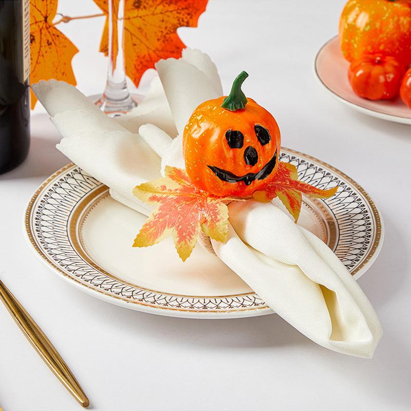 Halloween Decorative Napkin Button New Halloween Pumpkin Skull Napkin Ring Easter Pumpkin Maple Leaf Napkin Ring