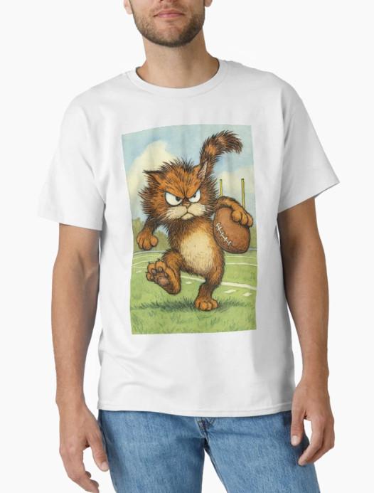 Angry Cat Plays Football Classic T-Shirt S
