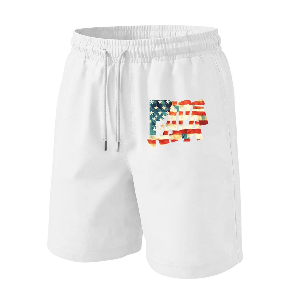 Men's Casual Drawstring Waist Shorts with Flag Print Lightweight Comfortable Fit Suitable for Daily Wear and Outdoor Activities