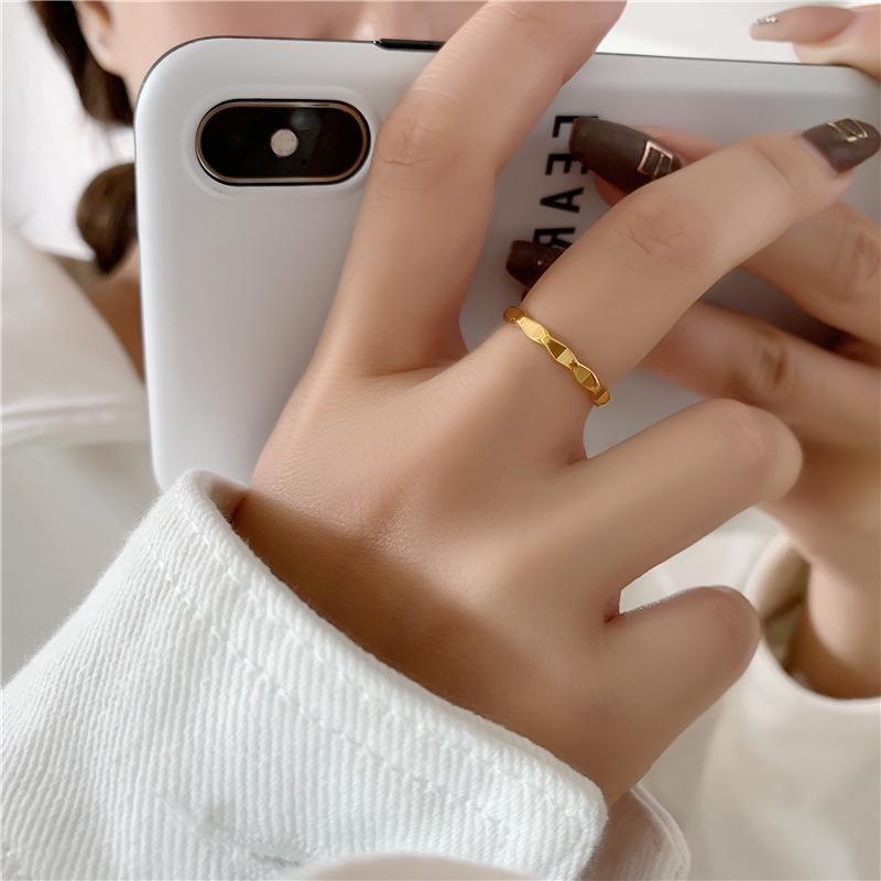 Korean Geometric Titanium Steel Index Ring: Fashionable, Simple, Celebrity Style for Women Size 9