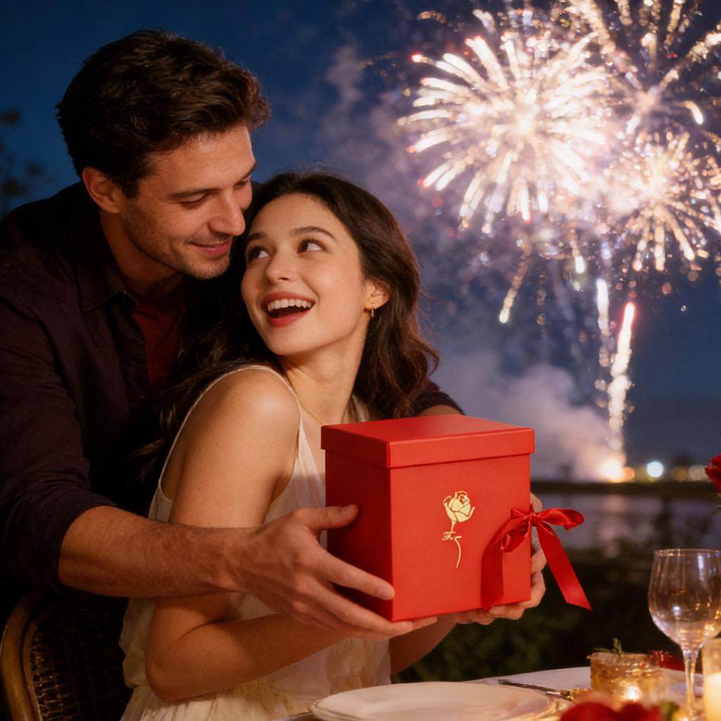 Valentine's Day Flower Gift Box For Women Empty Valentine Gifts For Mom Letter Shaped Box Rotating Double Floral Container With Lid Fillable Chocolate