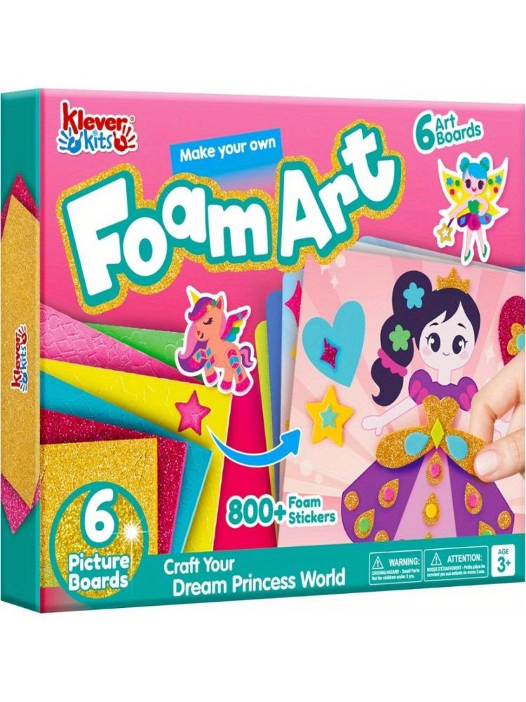 

Children Foam Art Package EVA Foam Stickers featuring 6 Art Plate plus 800+ Stickers DIY Arts Crafts designed for Boys Girls Age 3+ Birth Date