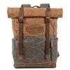 Retro European & American Color Block Canvas Backpack - Oil Wax Finish for Outdoor Hiking, Travel, Mountaineering, School, or Students