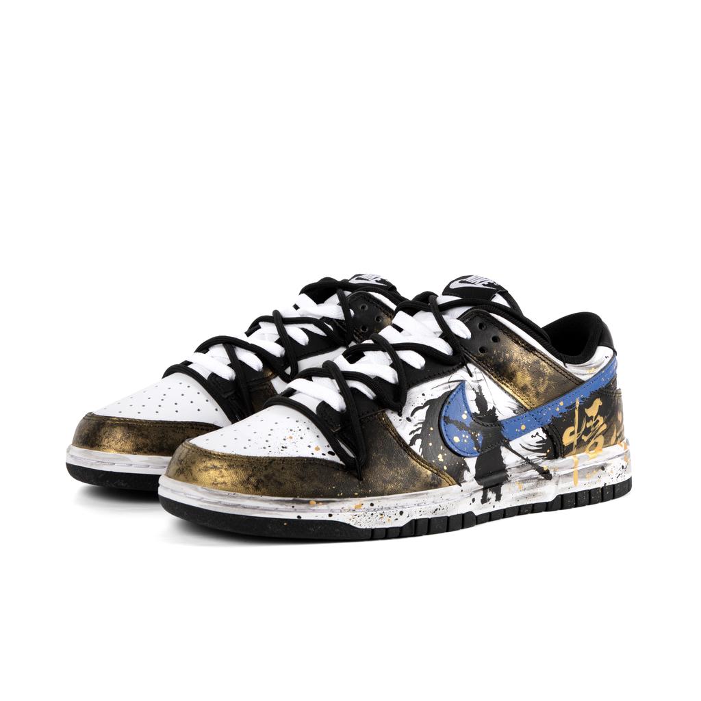 Nike Dunk Slip Resistant Abrasion Resistant Low top Skateboard Shoes Unisex Black Gold DD1391-100(Team186-)