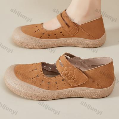 Women's Flats 2025 Summer New Hollow Breathable Non Slip Casual Shoes Fashion Lightweight Comfortable Vintage Sandals Zapatillas