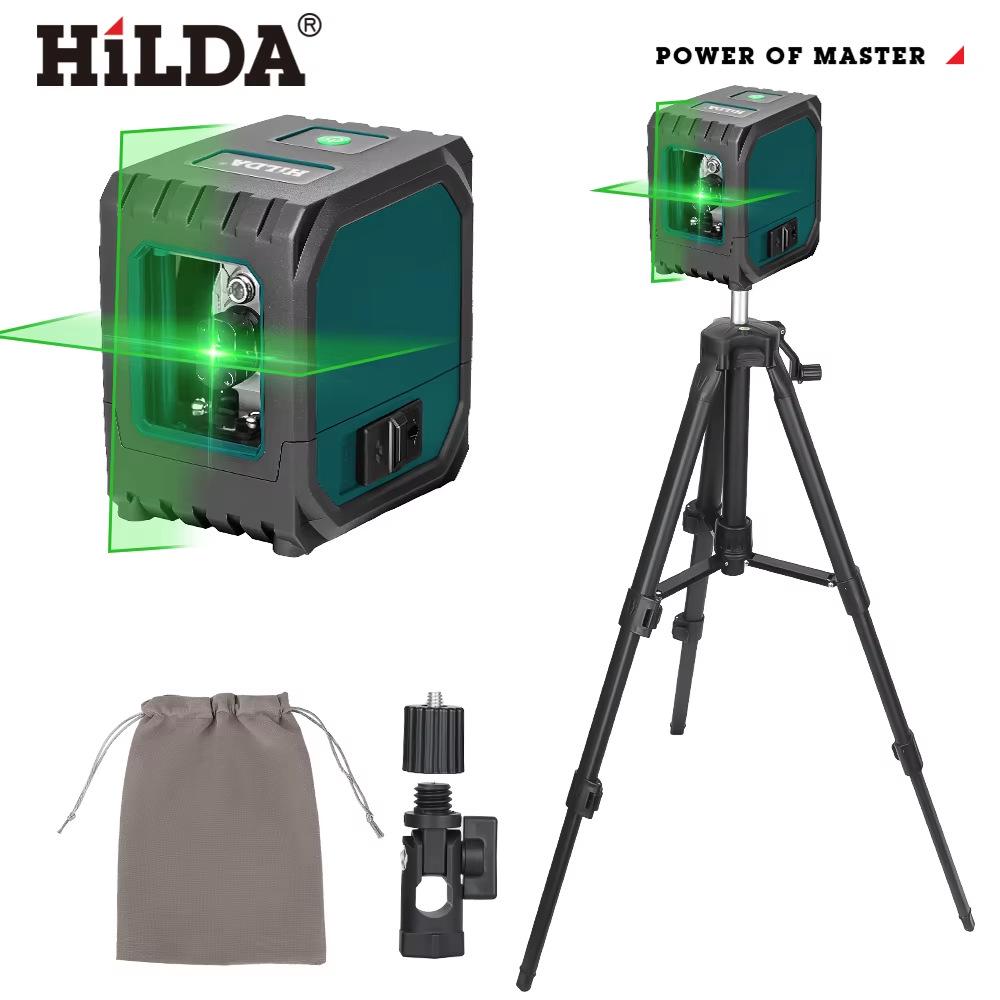 HILDA Green Laser Level with Self-Leveling and Crosshair, Mini Size, USB Rechargeable
