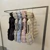 Down vest women's short winter thickened hooded white duck down jacket knitted splicing to keep warm