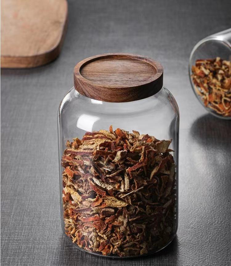 High-End Glass Storage Jar for Dried Tangerine Peel - Sealed Medicinal Material Display Container