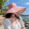 Hat Summer Women's New Seaside Beach Big Brim Sunscreen Sunshade Sun Hat Double-sided Wear Big Head Circumference Bucket Hat