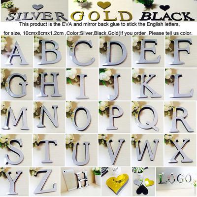 26 Letters DIY 3D Mirror Acrylic Wall Sticker Decals Home Decor Wall Art Mural