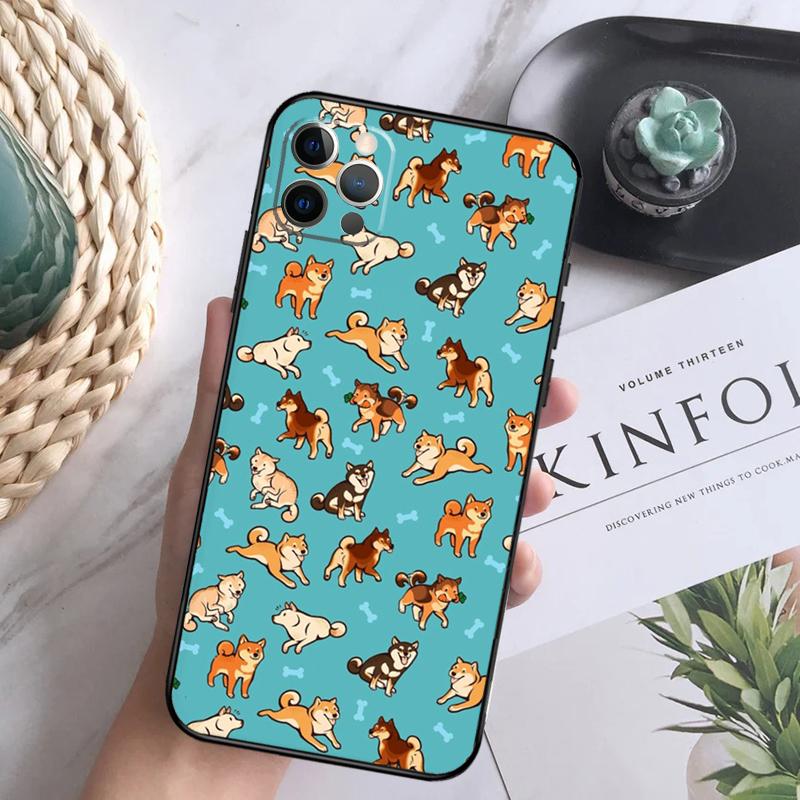 Cartoon Corgi Dog Shiba Inu Phone Case For iPhone 16 Pro 11 12 13 14 15 Pro Max Mini XS X XR 7 8 16 Plus Cover Coque