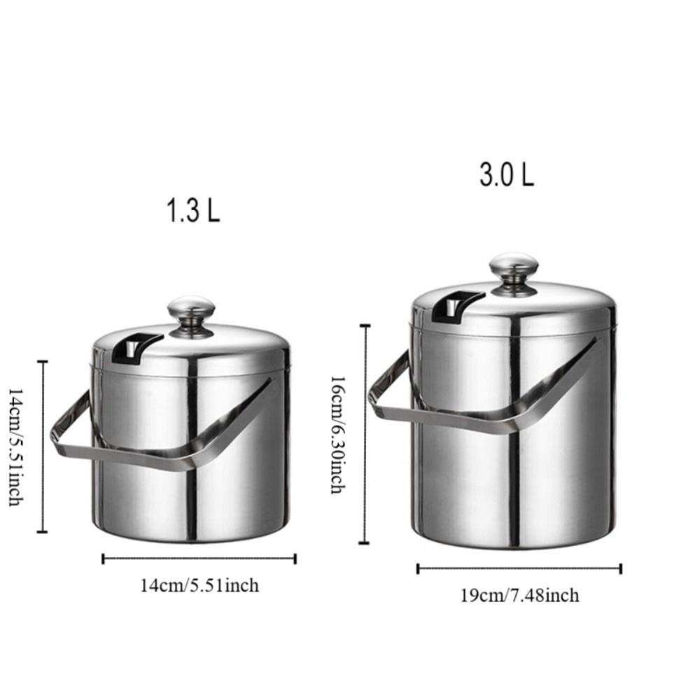 304 Stainless Steel Bar Insulated Ice Bucket 3.0/1.3 L Drink Chilling Barrel  KTV