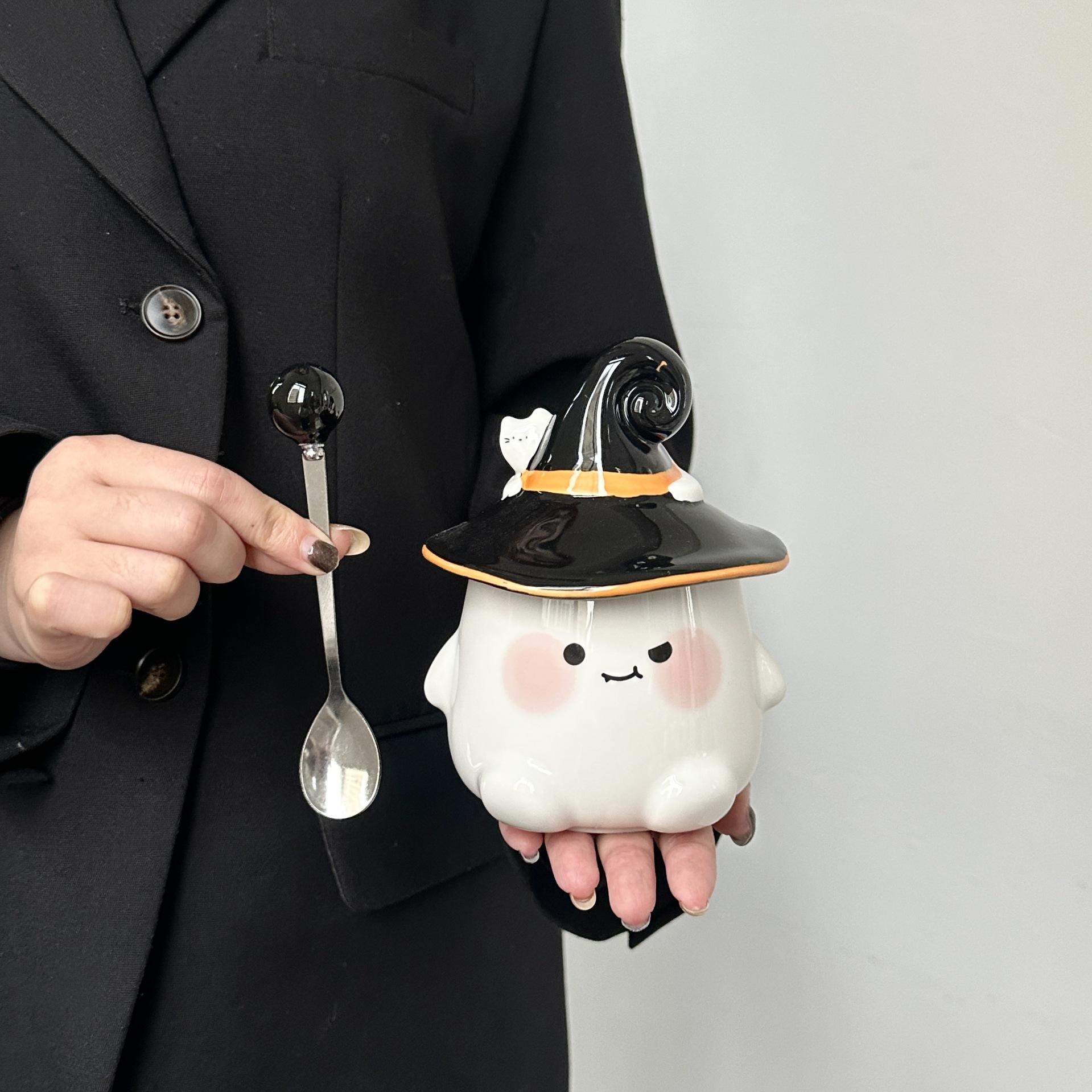 

Подарки на день рождения Высоко выглядящая странная кружка-привидение с крышкой Керамическая чашка Подарок для девочек 301-400ml