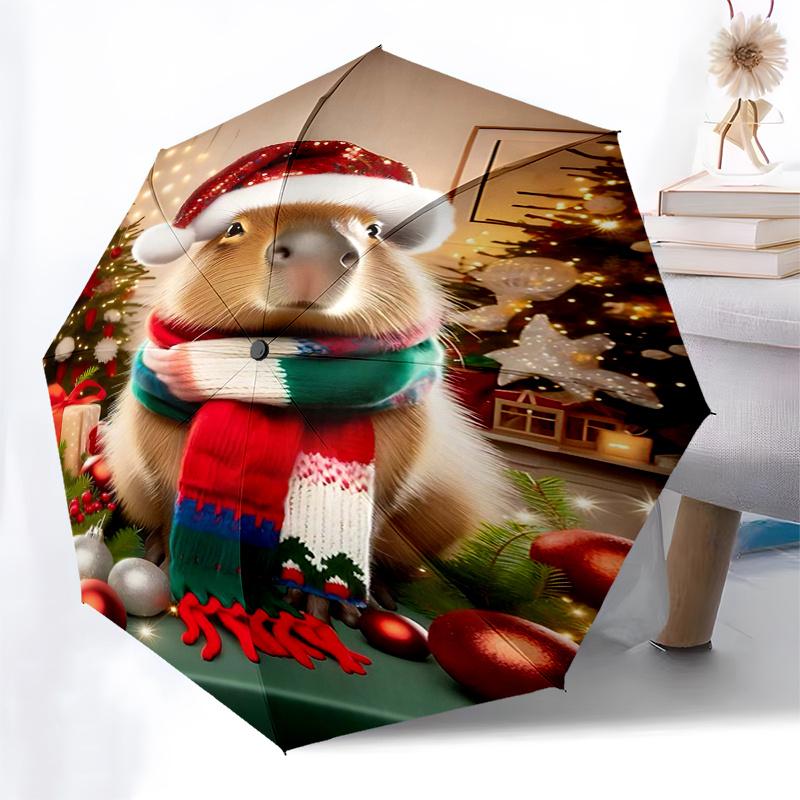 Capybara Themed Travel Umbrella 8 Ribs Automatic Opening and Closing,Portable Folding Design,Compact and Stylish Umbrella Suitable for Out