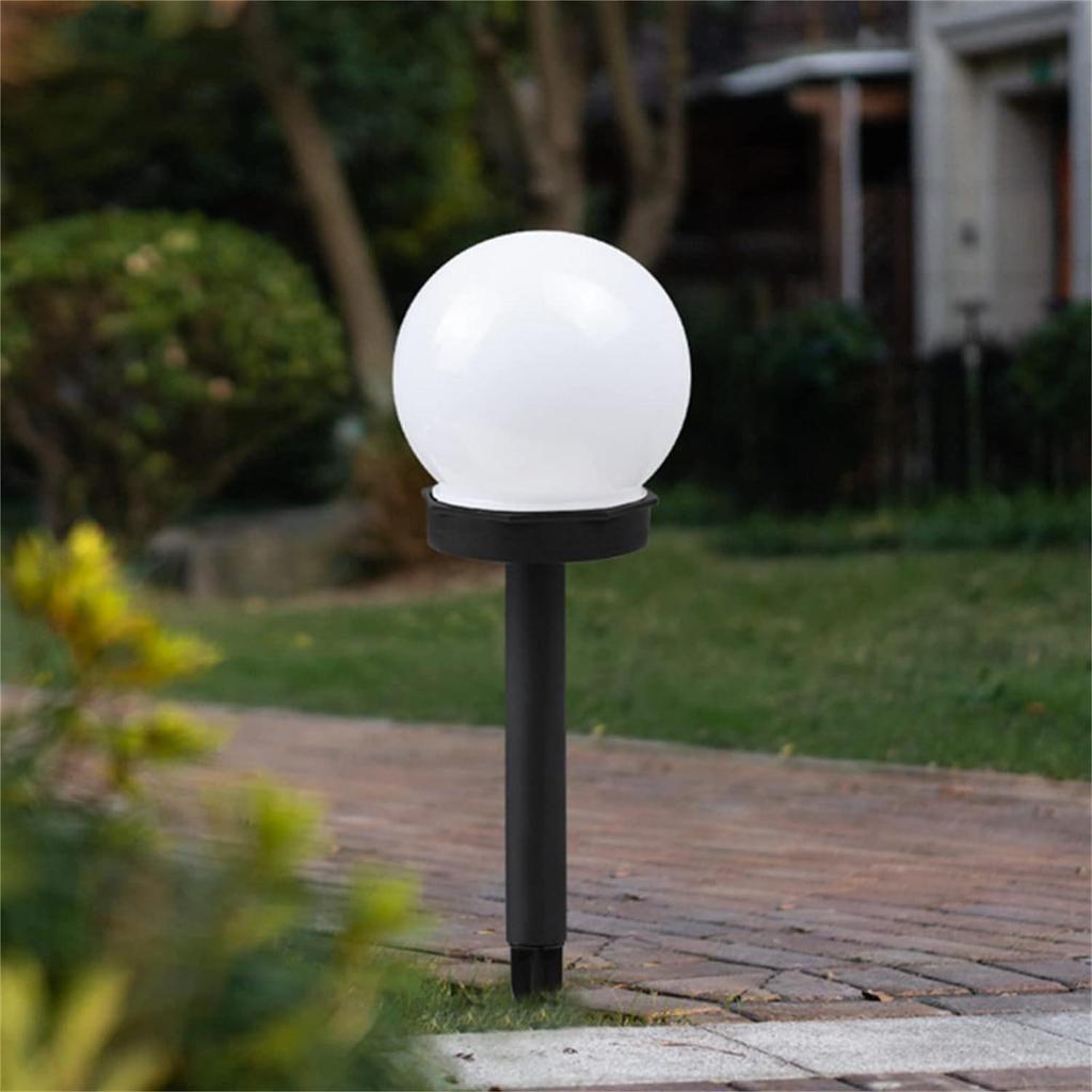 10cm White Solar Garden Ball Light - Waterproof Outdoor Landscape Decoration