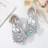Silver Fish-Mouth Pearl Pendant Sandals - New Style, Soft-Soled Girls' Princess Shoes for Performance.