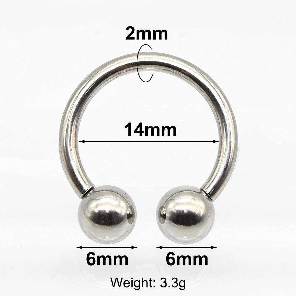 12G-00G Velký průměr Kruhový činkový kroužek z nerezové oceli s vnitřním závitem Piercing do nosu Septum Piercing Rozšiřovač Náušnice do laloku
