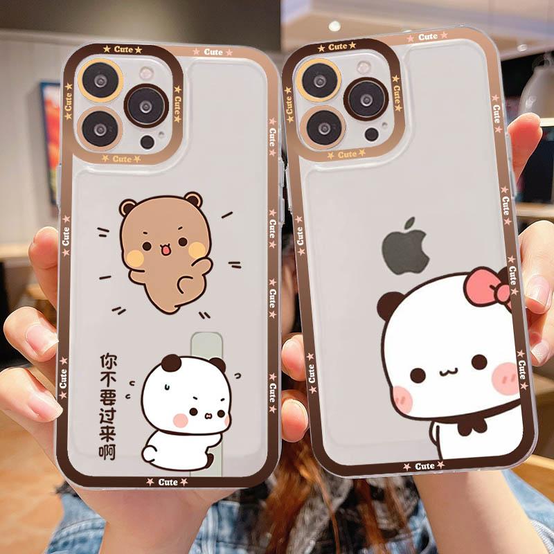 Bubududu Panda Phone Case For iPhone 11 12 13 14 Mini Pro Max XR X XS TPU Clear Case For 8 7 6 Plus SE 2020