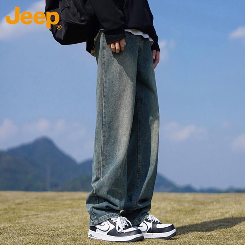 Jeep Men s Autumn/Winter Straight-Leg Loose Casual Jeans 3XL