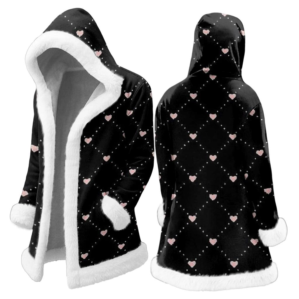 Herrkofta med huva, lång varm kappa