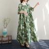 DIMANAF 2025 Summer Plus Size Long Dress Casual Basic Women Loose Vintage Flower New Printing Beach Dress Maxi