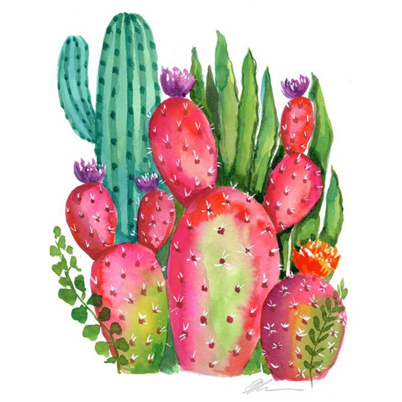 Colorful Diamind Painting Cactus 5D Full Round Diamond Embroidery Mosaic Plant Handmade Craft Kit Decor For Home