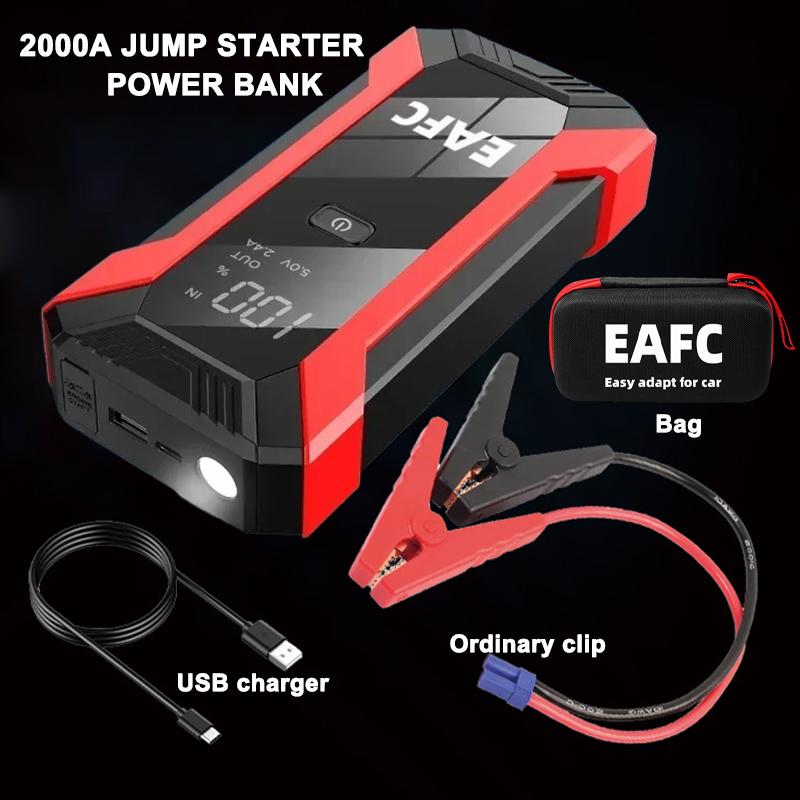 EAFC 2000A/600A Jump Starter Portable Power Bank 12V Car Battery Booster with Dual USB Ports & LED Flashlight Fast Charging