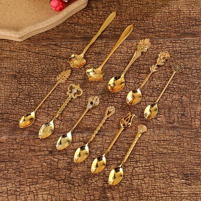 Tea Spoon Heat Resistance Comfortable Grip European Style Rust-proof Polished Tulip Pentastar Coffee Spoon for Dining Room