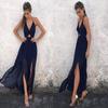 Bohemian Summer Sexy Sexy Print V-neck Lace up Halterneck Split Backless Mid Length Long Length Dress Dress