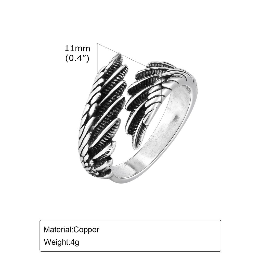 Retro Wings Ring for Men,Gothic Devil Wings Adjustable Metal Ring,Punk Hip Hop Jewelry Gift